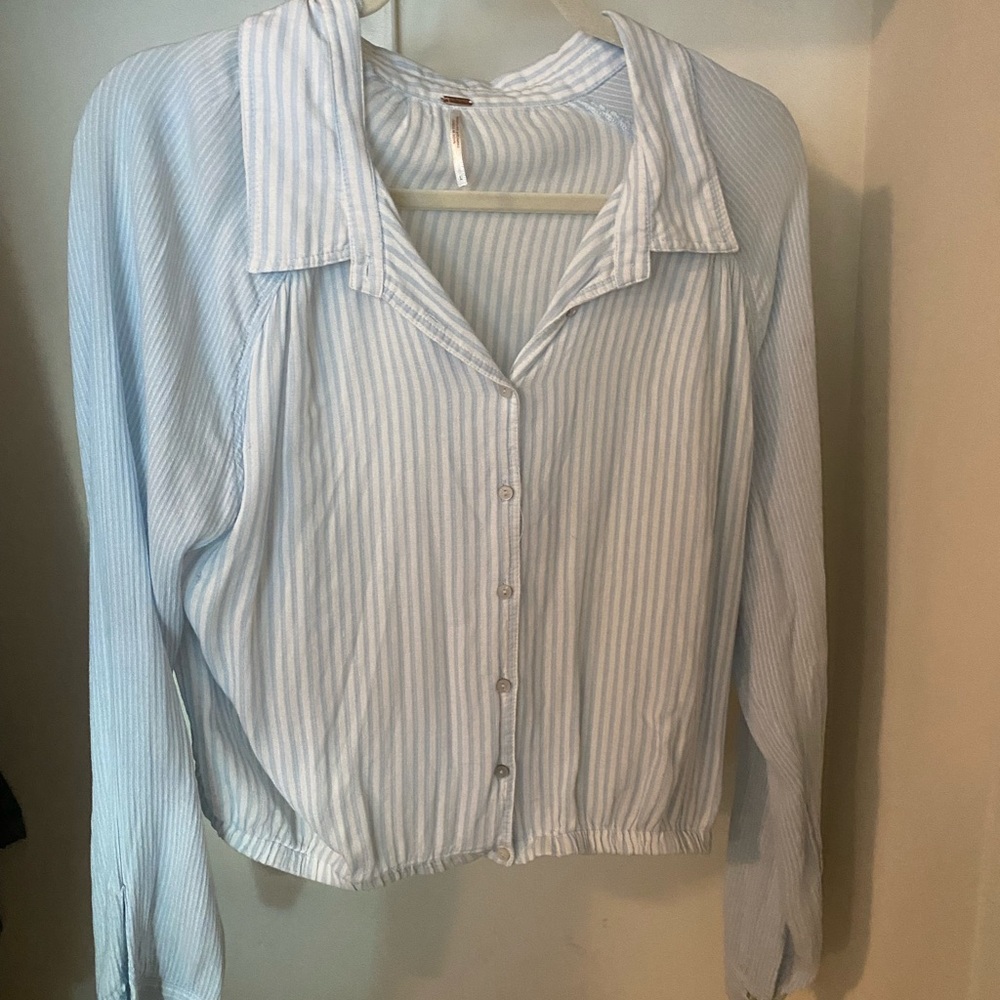 Free people cropped button up